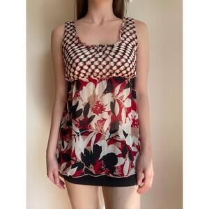 Floral Patterned Sleeveless Tank Tie Back
